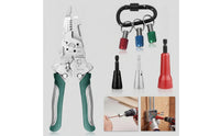 8 Pieces Drill-Compatible Wire Stripper with Twisting Attachments Multi-Functional Wire Stripping and Twisting Kit Wear-Resistant Efficient for Electricians, DIYers, Electrical Wiring, Home Improvement, Automotive Repair