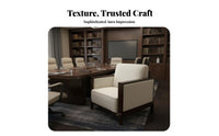 Wooden Frame Fabric Armchair Modern Chinese aesthetic Single Sofa Padded Armrests dense Foam seat pad for Hotel Lobby, Bedroom