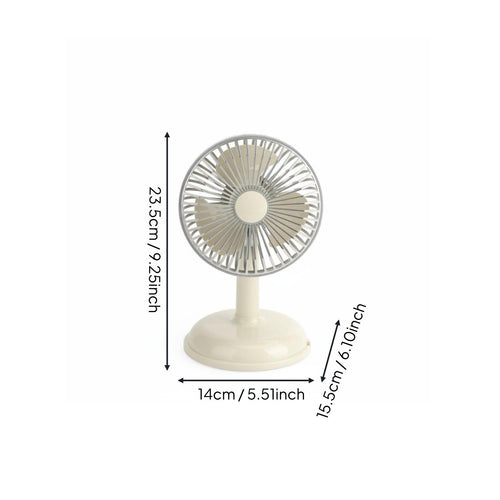 Retro Desk Fan Adjustable Angle Rechargeable Table Fan for Office