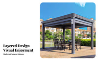 Aluminum Loered Pergola Waterproof Aluminum Gazebo Protection Loered Pergola for Garden Enthusiasts, Entertainers