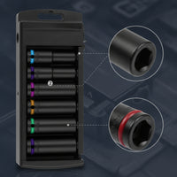 6 Pieces 1/2-Inch Drive Metric Socket Set Chrome Vanadium Metric Deep Well Socket Set Tools Cr-V Compact for Mechanics