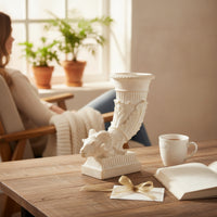 Sheep Head Vase Carved Curved Form Vase Sculptural Sculpture for Home Stylists, Mantel, Bookshelf