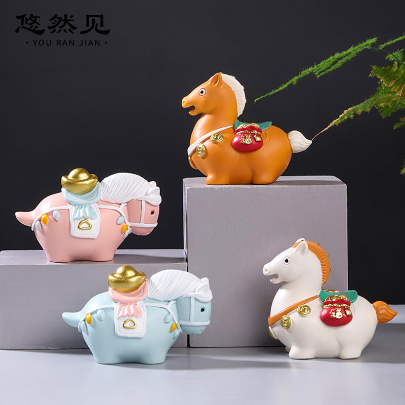Tang Sancai Horse Resin Figurine - Chinese Trendy New Year Gift, Luoyang Souvenir Desk Decor