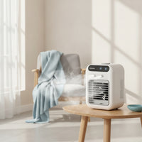 Mini Air Cooler Rechargeable Desktop Air Conditioner 2-Speed for Bedside Table