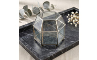 Hexagonal Glass Box Hinged Lid Glass Terrarium Case Lidded Display Box Multipurpose Vintage Design Jewelry Organizer for Desktop