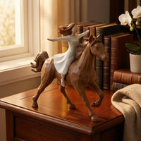 Girl Riding Horse Figurine Sculpted Surface Girl on Horse Figurine for Bedroom