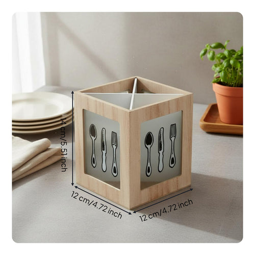 Vintage Cutlery Storage Box for Kitchen Countertop, Buffet