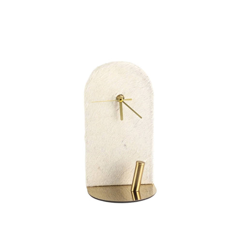Arched Desk Clock Sculptural Clock with Round Base Textured Decor for Shelf