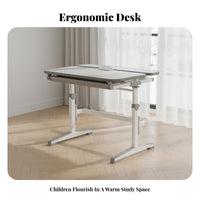 Adjustable Study Desk and Chair Set Tiltable desktop Adjustable Desk and Chair Set Book Holder Rounded Corners for Students