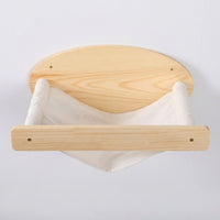 Cat Hammock Wall Mounted Bed, Solid Wood Perch for Indoor Adult Cats, Space Saving Shelves, Elevated Window Resting Place for Small Pets