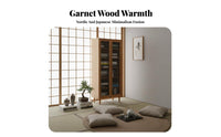 Nordic & design Multi-Tier Wooden Shelving unit dense Wood Construction shelving unit Japanese visual & design Display Cabinet Optional Glass Doors for Book Lovers, Interior Designers, home dwellers