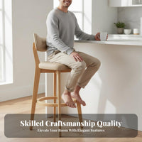 Padded Bar Stool with Backrest Built-in Footrest for Kitchen Island, Cafe