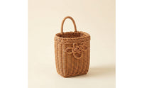 Wall Storage Basket Natural Woven Hanging Basket Simple for Kitchen