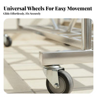 Stainless Steel Laundry Rack Indoor Outdoor Use Rolling Laundry Dehumidifying Stand Windproof Design Mobile Clothes Dehumidifying Rack for Balcony