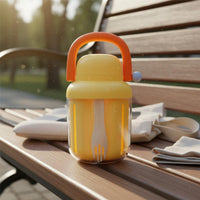 Food Grade Portable Salad Cup with Fork Leak Proof Double Layer Drainer Cup Easy to Clean Takeaway Fruit Container for Students