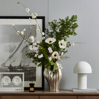 Imported Aluminum Vase in Silver Hammered Finish
