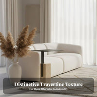 Square Block Side Table Wabi-Sabi Design Nightstand Cream-Colored for Homeowners