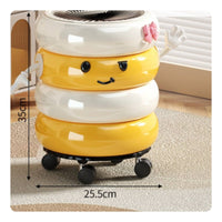 Rolling Trash Can Movable Covered Waste Bin Decorative Look