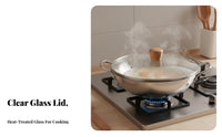 High Temperature Resistant 32cm Universal Wok Lid See-Through Design Tempered Glass Pot Lid Steam Vent for Home Cooks, Parents, Steaming, RV