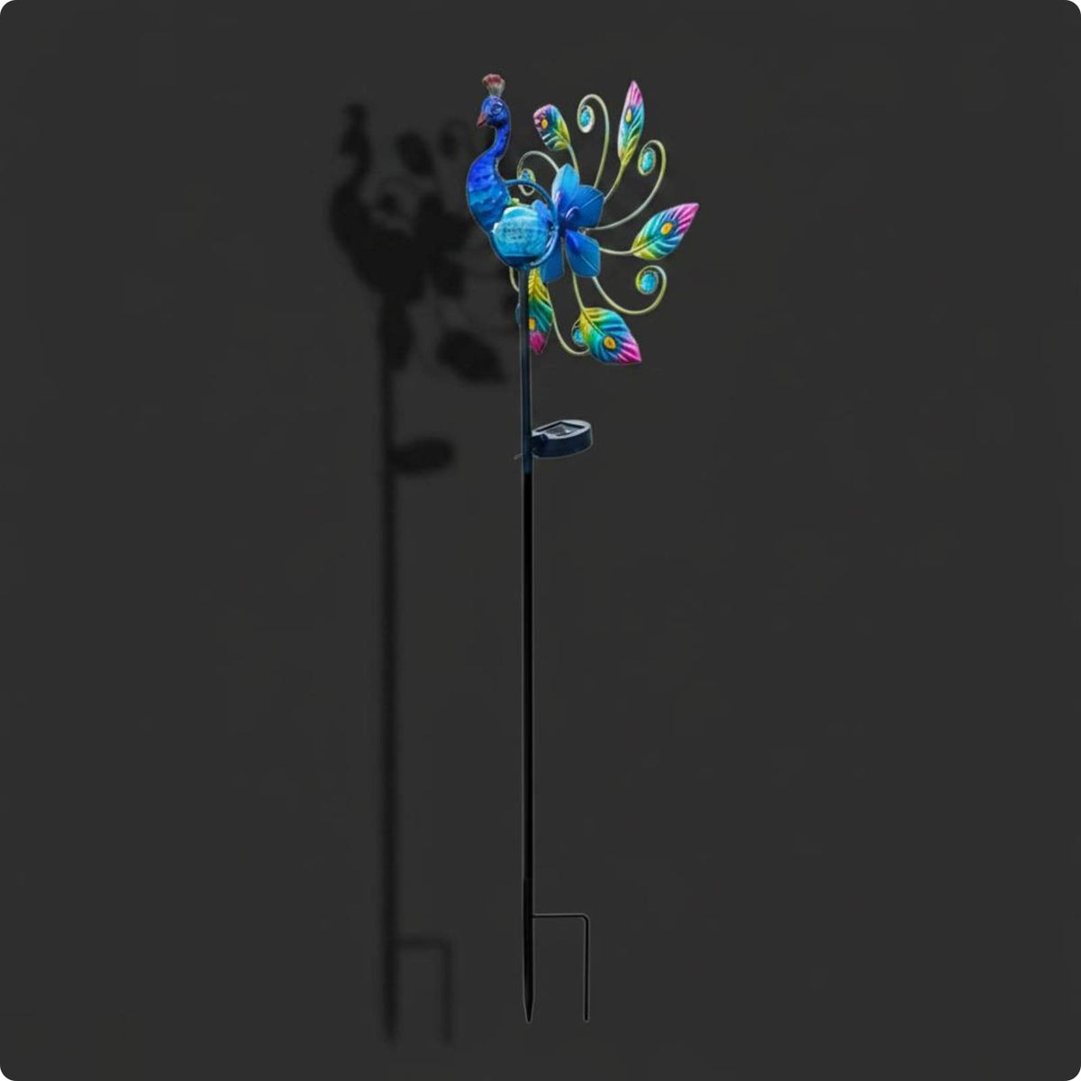 Solar Peacock Stake Translucent Globe Outdoor Decor Iron for Courtyard