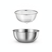 2 Pieces Colander with Mixing Bowl Polished Draining Basket Food-Grade