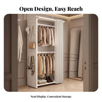 Modular Closet System with Pegboard Unobstructed Design Freestanding Wardrobe System Sturdy Construction Clothing Organizer for Students, Dorm Room