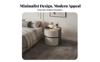 Round 2-Drawer End Table Modern Design Nightstand Space-Saving for Homeowners
