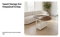 Round Rolling Storage Table Movable with casters Mobile Storage Table for Bedroom