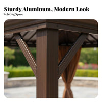 Fourfour-Leg Outdoor Canopy Waterproof Patio Sun Cover Weather Resistant Rigid-Roof Gazebo for Garden Enthusiasts, Party Hosts, Backyard, Poolside