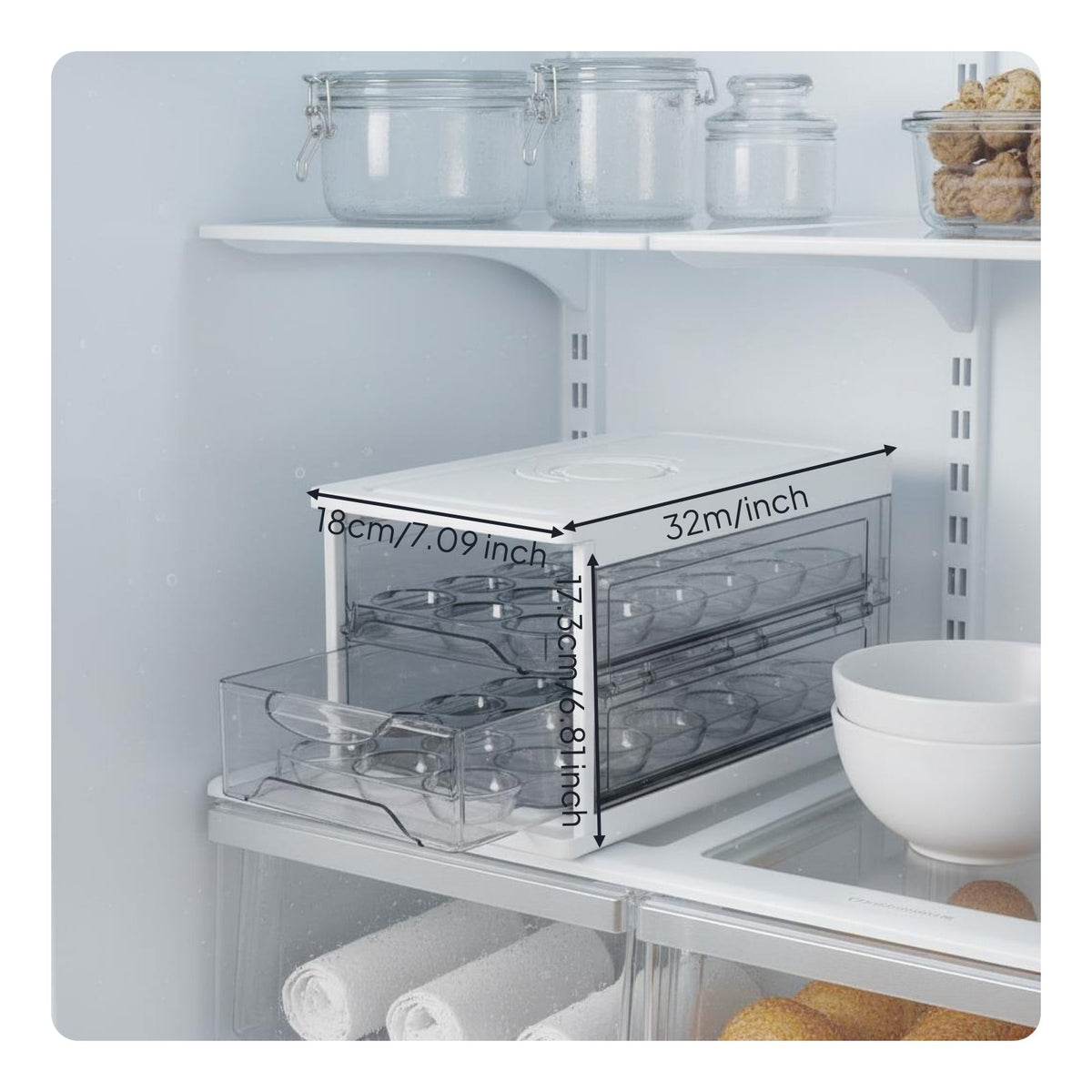 Drawer Egg Storage Box Date Tracker Marker Refrigerator Egg Dispenser