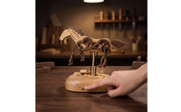 Wooden Horse Figurine Beech Wood Horse Figurine with Base Handcrafted for Art Collectors, Bookshelf, Desk, Entryway