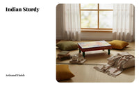 2 Pieces Hand-Painted Floor Desk Colorful Design Low Table Handmade Versatile for Residents, Window Nook Window, Living Room