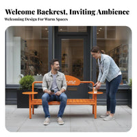 Welcome Backrest Bench Weather-Resistant Welcome Sign Bench business-grade Grade outsidedoor Furniture for Property Managers, home residents, public green space, Backyard, Deck