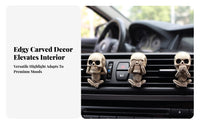 Aged-Bone Look Car Vent Ornament with Clip Long-Lasting Skeleton Skull Figure Gothic Resin Skeleton Ornament Spooky for Goth Decor Lovers, Halloween Decoration