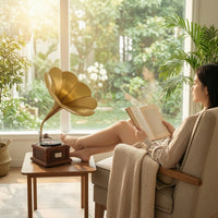 Gramophone Model with Fluted Sound Projector Antique-Style Decor Nostalgic