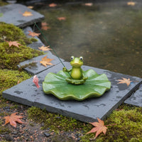 Buoyant Fishing Frog Statue Decor Frog on Lily Figurine for Pond