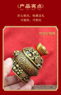 狮耳纳福聚宝盆摆件聚气纳财聚宝盆元宝顶盖开业送礼家居办公摆件