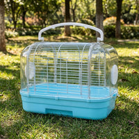 Handheld Cage for Avian Transport, Portable Acrylic Observation Cage with Standing Perch, Small Portable Carrier for Parrot Outdoor Adventures