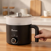 Electric Cooking Pot Nonstick Electric Pot with Glass Lid Rotary Control Cooker for Students, Individuals, Dorm Room, Small Apartment