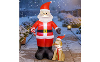 Inflatable Santa Kris with Dog Tall Santa Kris Inflatable with Dog Festive Lawn Decoration Whimsical for Garden