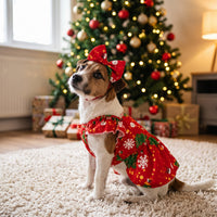Pet Christmas Snowflake Dress with Headwear for Cats and Small Dogs