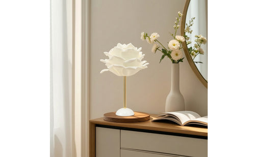 Corded Rose Lamp Button-Switch Flower Lamp Romantic Sculptural for Bedroom, Reading Corner