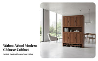 New Chinese Design Entryway Shoe Cabinet with Mirror Multi-Functional Walnut Wood Partition Cabinet Space Saving Multifunctional Hall Organizer Dust-Proof Cabinets for Apartment Dwellers, Homeowners, Families, Foyer, Hallway, Living Room