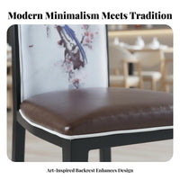 Upholstered Highrear Chair New Chinese Design Aesthetic Dining Seat Padded Padding Sturdy Frame for Hotel Managers, Banquet Hall
