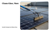 Soft Bristles Solar Panel Cleaning Set Lightweight Aluminum Alloy Telescopic Solar Panel Cleaner Adjustable Angle Head Water Fed Pole Brush Kit Multi-Purpose Attachments for Professional Cleaners, Maintenance Team, RV Owners, Panes, Rooftop, Roofs, RVs