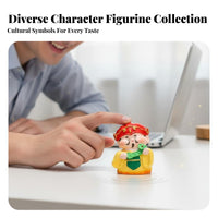 Creative Design Chinese God of Wealth Statue Hand-Painted Cartoon Prosperity Deity Figurine Stable Base for Office Workers, Business Owners