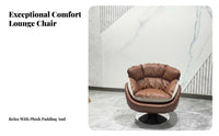 Upholstered Rotating Armchair Italian Design Round Rotating Armchair Winter & Summer Use Plush Feel Fabric for Readers