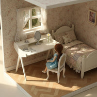 Dollhouse Vanity Table Realistic Design 1:12 Scale Desk for Room Box, Collectors