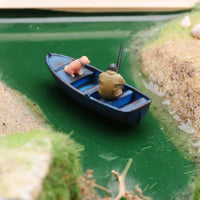 Fisherman Boat Scene Realistic Details Fishing Boat Miniature Nautical Charm