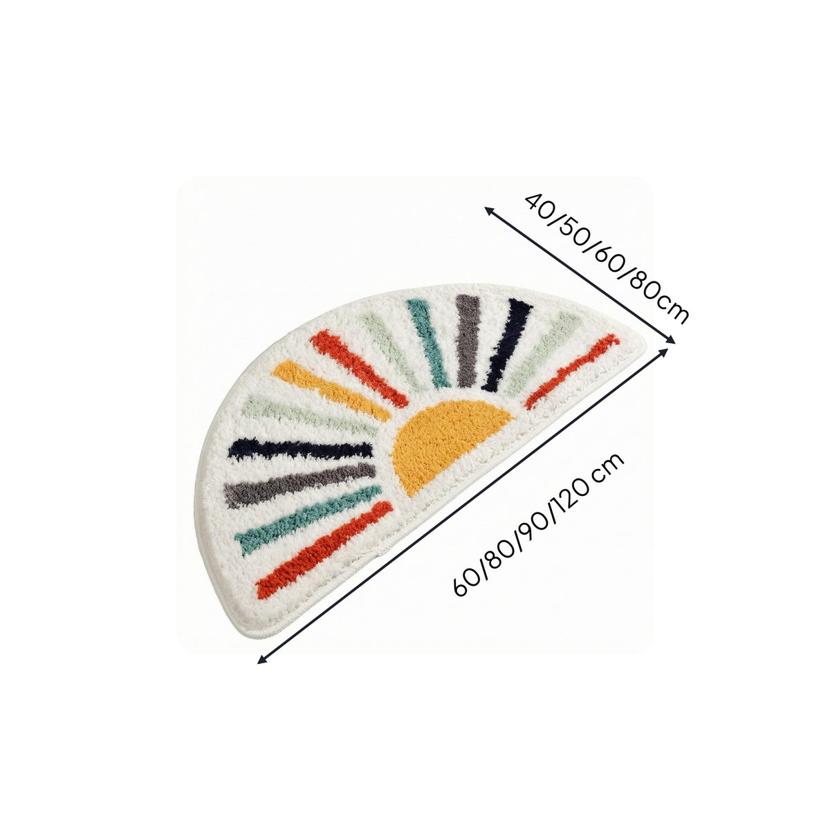 Semicircular Bath Mat Faux Cashmere Semi-Circular Bath Mat Dot Backing